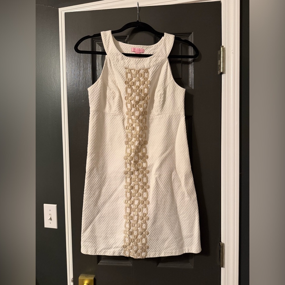 Lilly Pulitzer Cream Dress with Gold Detailing